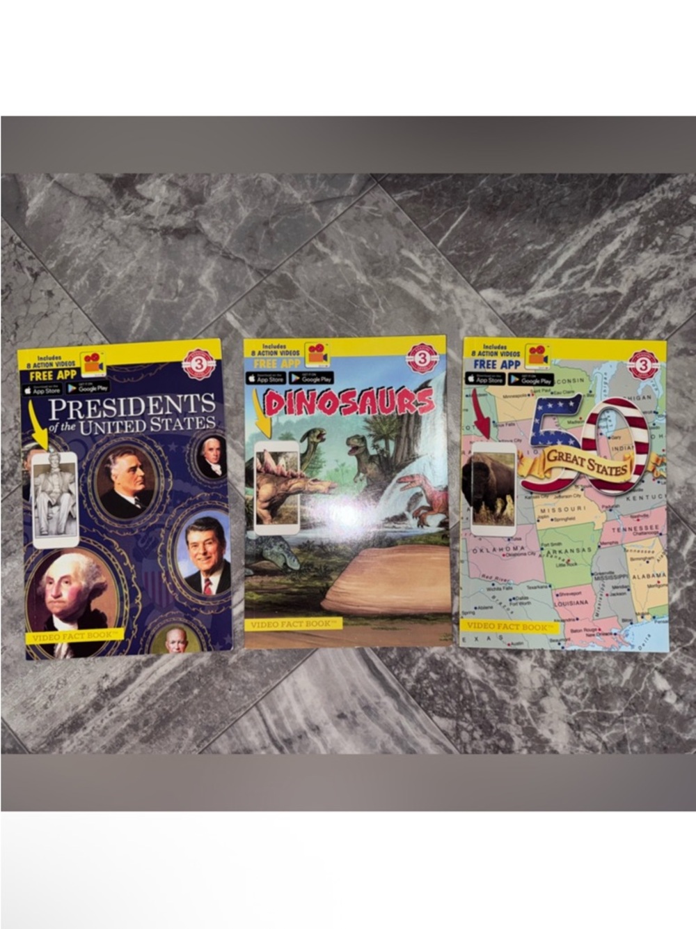 Educational Video Fact Book Set - Presidents, Dinosaurs, and States